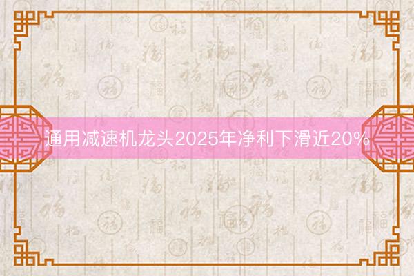 通用减速机龙头2025年净利下滑近20%