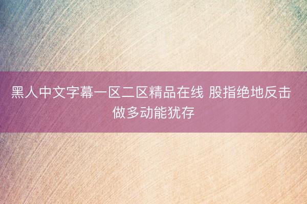 黑人中文字幕一区二区精品在线 股指绝地反击 做多动能犹存