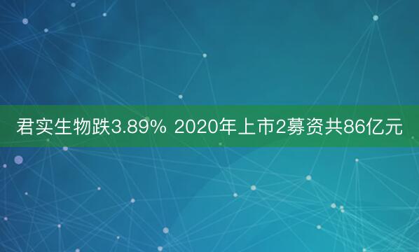 君实生物跌3.89% 2020年上市2募资共86亿元