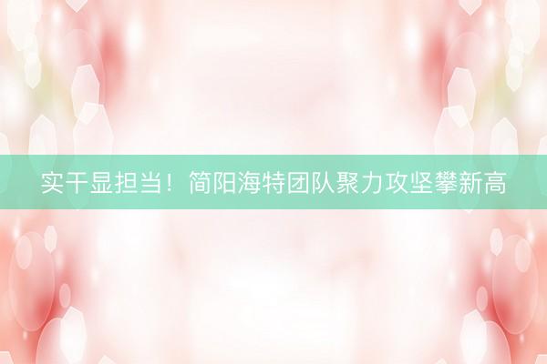 实干显担当！简阳海特团队聚力攻坚攀新高