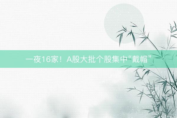 一夜16家！A股大批个股集中“戴帽”
