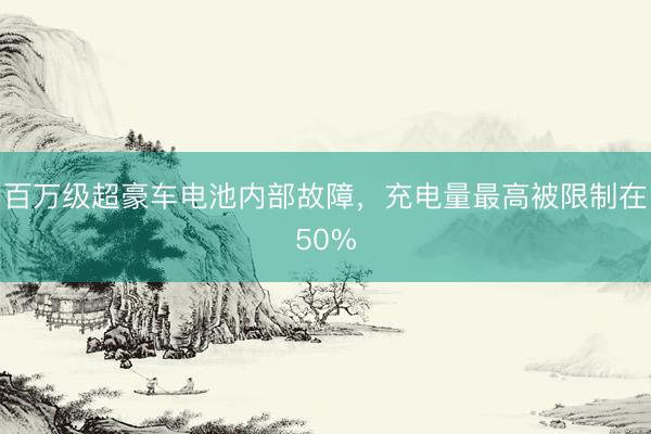 百万级超豪车电池内部故障，充电量最高被限制在50%
