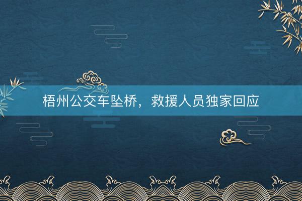 梧州公交车坠桥，救援人员独家回应
