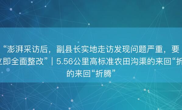“澎湃采访后，副县长实地走访发现问题严重，要求立即全面整改”｜5.56公里高标准农田沟渠的来回“折腾”