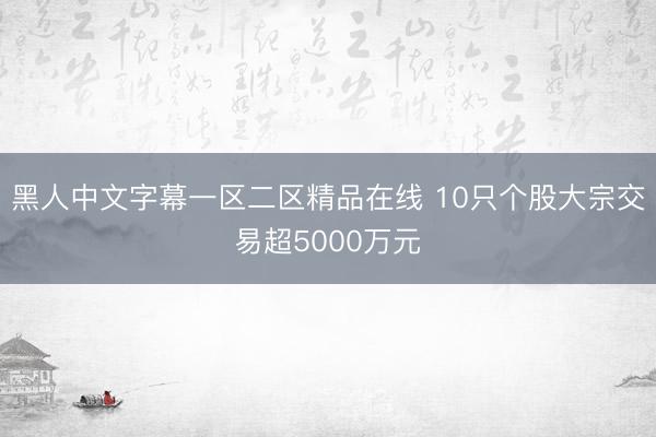 黑人中文字幕一区二区精品在线 10只个股大宗交易超5000万元
