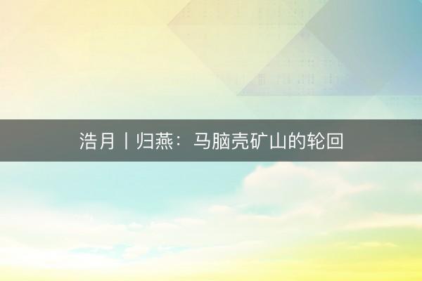 浩月丨归燕：马脑壳矿山的轮回