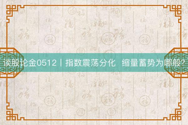 谈股论金0512丨指数震荡分化  缩量蓄势为哪般？