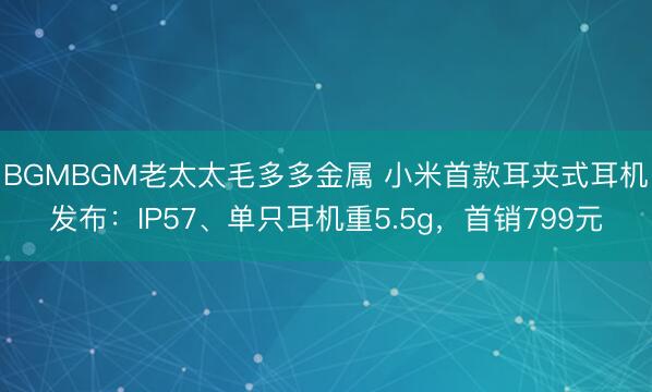 BGMBGM老太太毛多多金属 小米首款耳夹式耳机发布：IP57、单只耳机重5.5g，首销799元