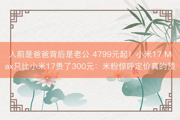 人前是爸爸背后是老公 4799元起！小米17 Max只比小米17贵了300元：米粉惊呼定价真的顶