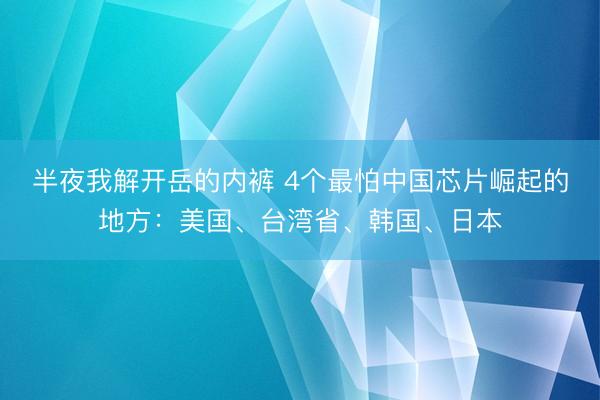 半夜我解开岳的内裤 4个最怕中国芯片崛起的地方：美国、台湾省、韩国、日本