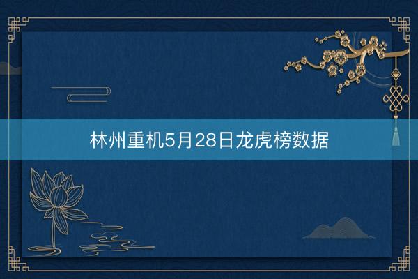 林州重机5月28日龙虎榜数据