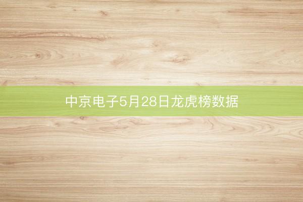 中京电子5月28日龙虎榜数据