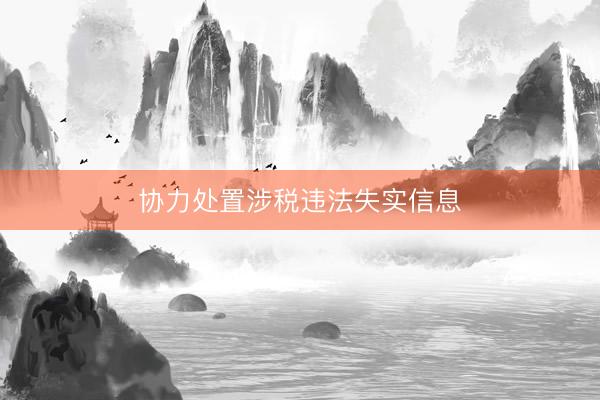 协力处置涉税违法失实信息