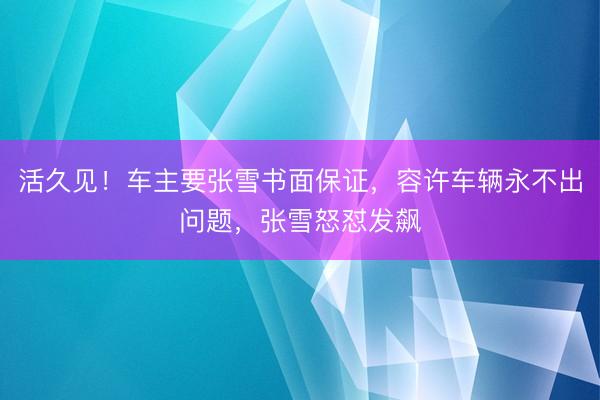 活久见!车主要张雪书面保证,容许车辆永不出问题,张雪怒怼发飙