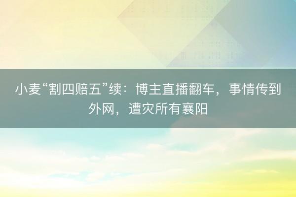 小麦“割四赔五”续:博主直播翻车,事情传到外网,遭灾所有襄阳