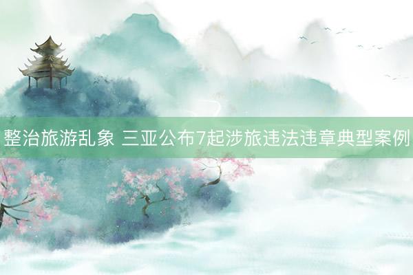 整治旅游乱象 三亚公布7起涉旅违法违章典型案例