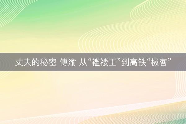 丈夫的秘密 傅渝 从“褴褛王”到高铁“极客”