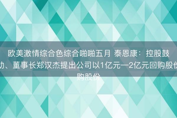 欧美激情综合色综合啪啪五月 泰恩康：控股鼓动、董事长郑汉杰提出公司以1亿元—2亿元回购股份