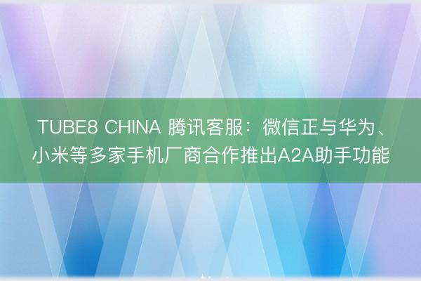 TUBE8 CHINA 腾讯客服：微信正与华为、小米等多家手机厂商合作推出A2A助手功能