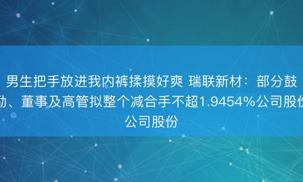 男生把手放进我内裤揉摸好爽 瑞联新材：部分鼓励、董事及高管拟整个减合手不超1.9454%公司股份