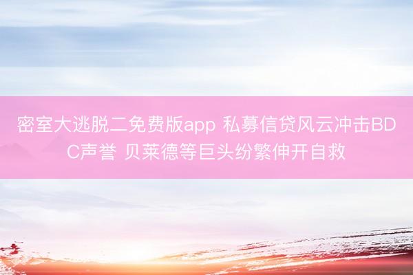 密室大逃脱二免费版app 私募信贷风云冲击BDC声誉 贝莱德等巨头纷繁伸开自救