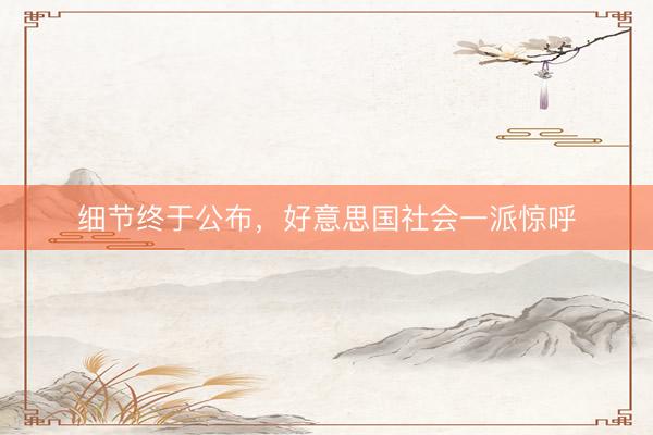 细节终于公布，好意思国社会一派惊呼